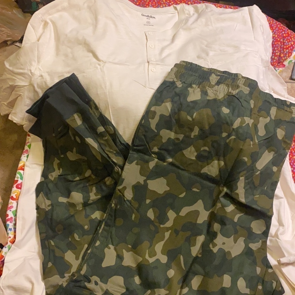 4XB Tall Goodfellow Pajama Set Drawstring Waist & Henley Top Cozy Fall
